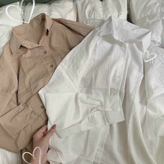 Áo sơ mi trơn phom rộng
