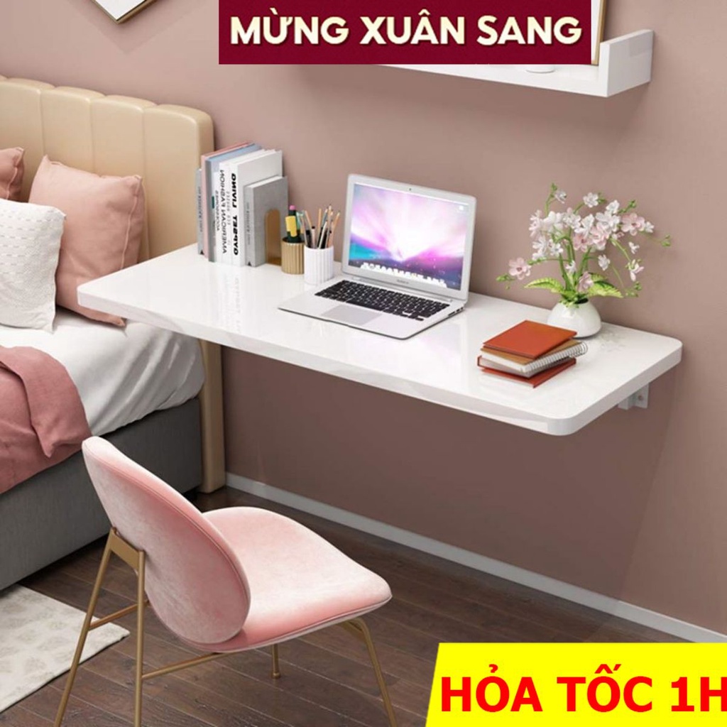 Bàn gấp treo tường thông minh để làm việc, học tập full phụ kiện