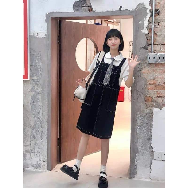 Yếm váy hai dây chỉ nổi KA12