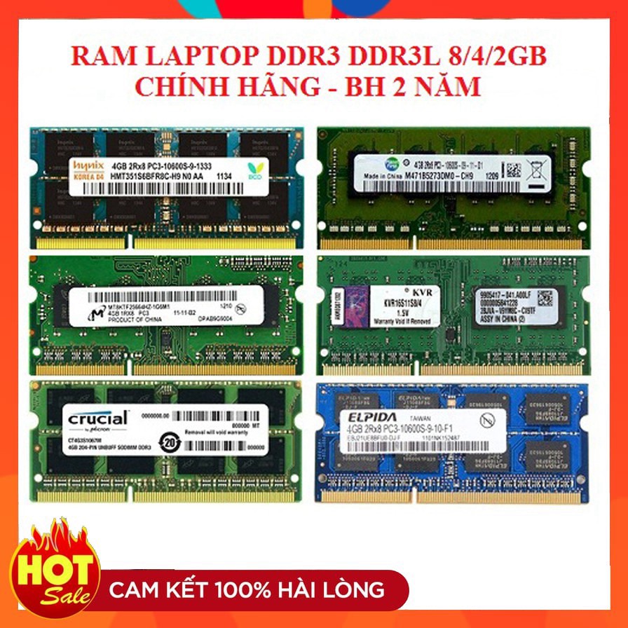 Ram Laptop 8GB 4GB DDR3 DDR3L bus 1600 nhiều hãng