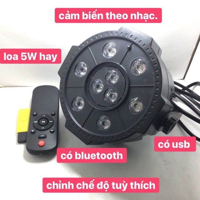 Kết quả hình ảnh cho Đèn led vũ trường kiêm loa bluetooth - Tặng usb và remote