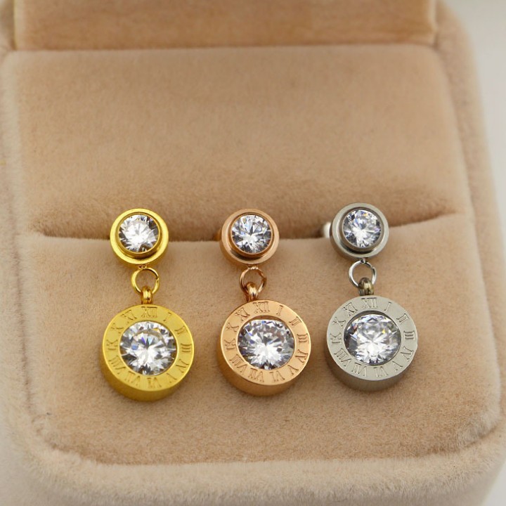 Bông Tai Hình Tròn Tòn Ten Titan Cao Cấp TT 1555