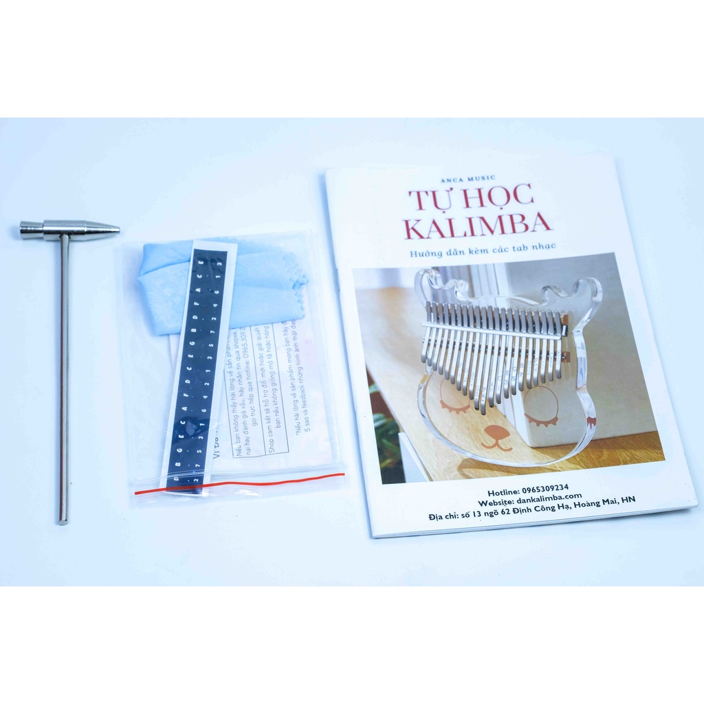 (Kalimba Răng Sún) Đàn Kalimba Pha Lê Acrylic 17 Phím Chính Hãng Hope Music Răng Sún - Tặng Full Phụ Kiện