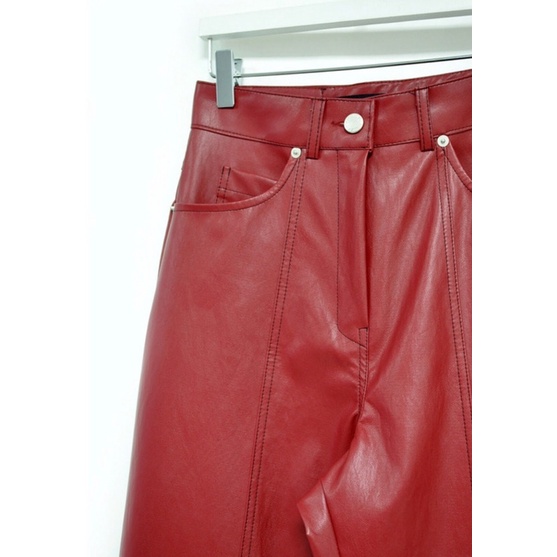 Quần Leather Wide đỏ