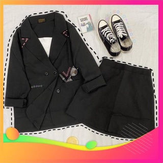 Sale set 2 món blazer & chân váy chữ a .