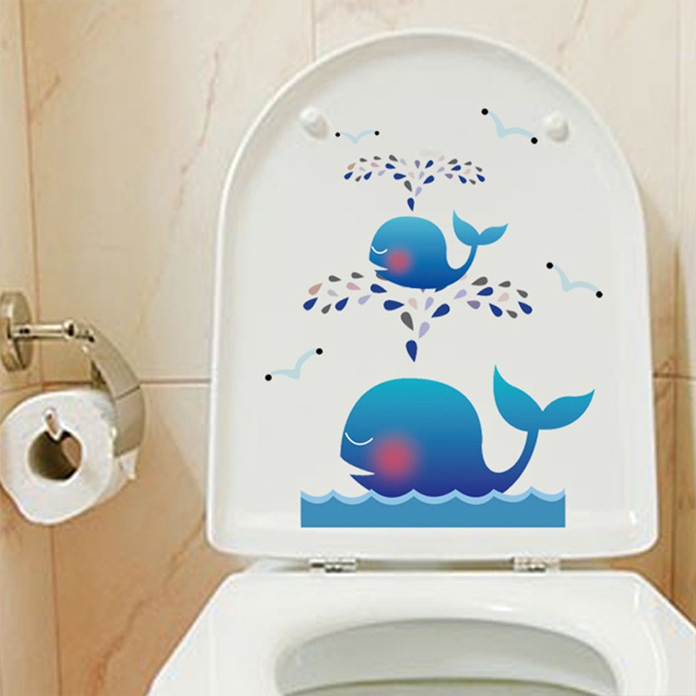 Sticker dán bồn vệ sinh/tủ lạnh họa tiết hình cá voi đáng yêu