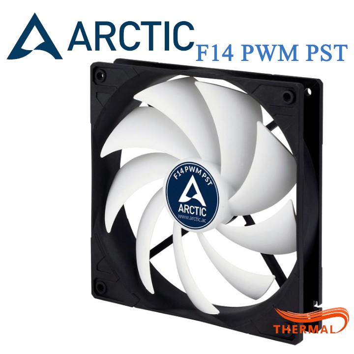 Quạt Fan case 14cm Arctic F14 PWM PST - Cánh quạt đen, điều tốc PWM, Arctic fan case 140mm