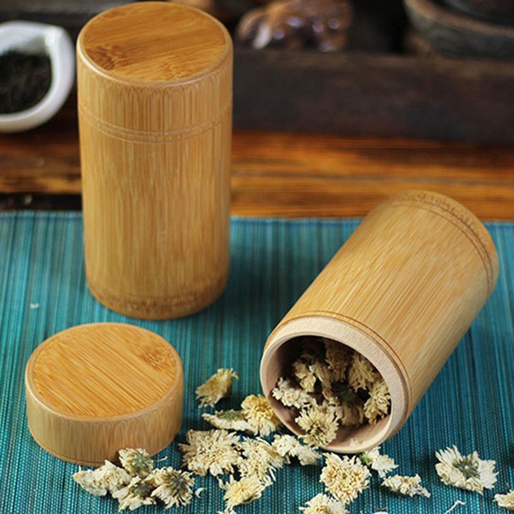 Hộp đựng trà bằng tre có nắp đậy tiện dụng