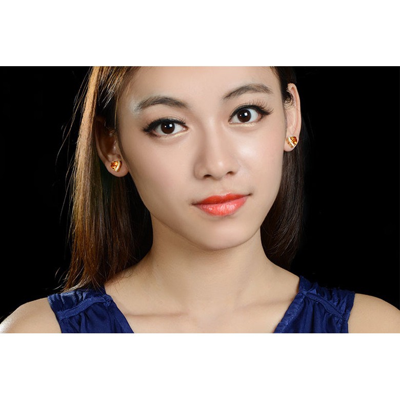 Khuyên tai hình trái tim đính đá xinh xắn thời trang cho nữ