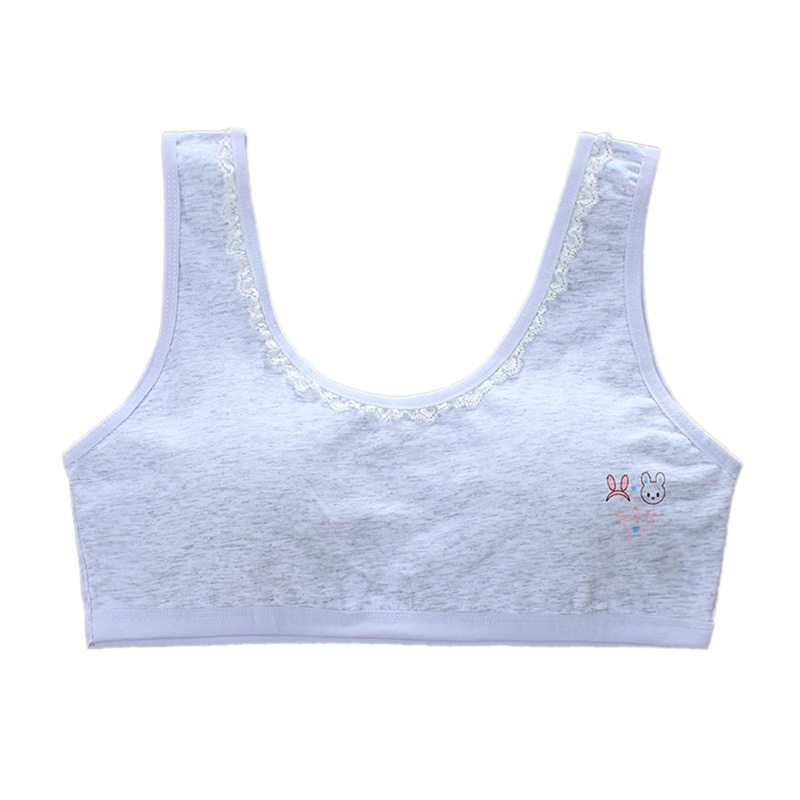 Áo Ngực Thể Thao Cotton Cổ Chữ U In Họa Tiết Hoạt Hình Phối Ren Có Mút Đệm Dành Cho Nữ