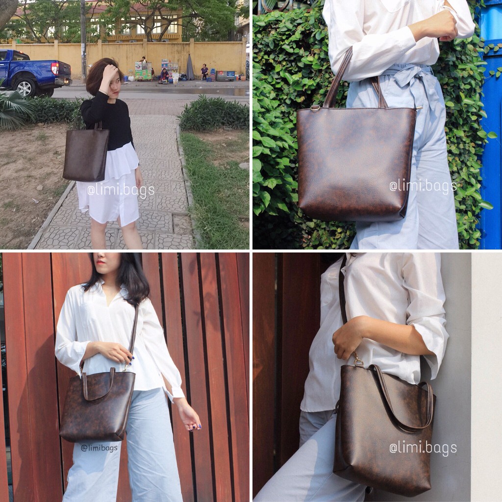 Túi TOTE Da cho Nữ Limi Bags xách tay đeo chéo phù hợp công sở đi học đi làm cỡ lớn vừa A4 thời trang cao cấp đẹp