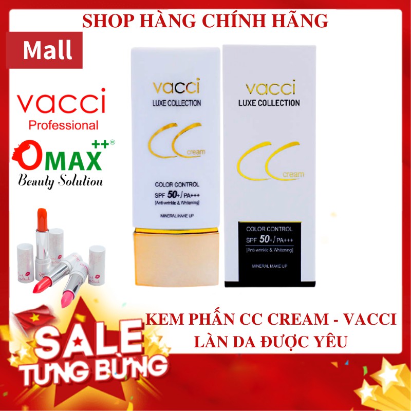 CC VACCI -KEM PHẤN NỀN THẾ HỆ MỚI CC CREAM DẠNG TUÝP - SPF50+ PA++