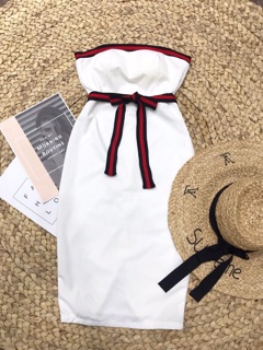 ( SALE ) Đầm ống cúp ngực cột dây nơ