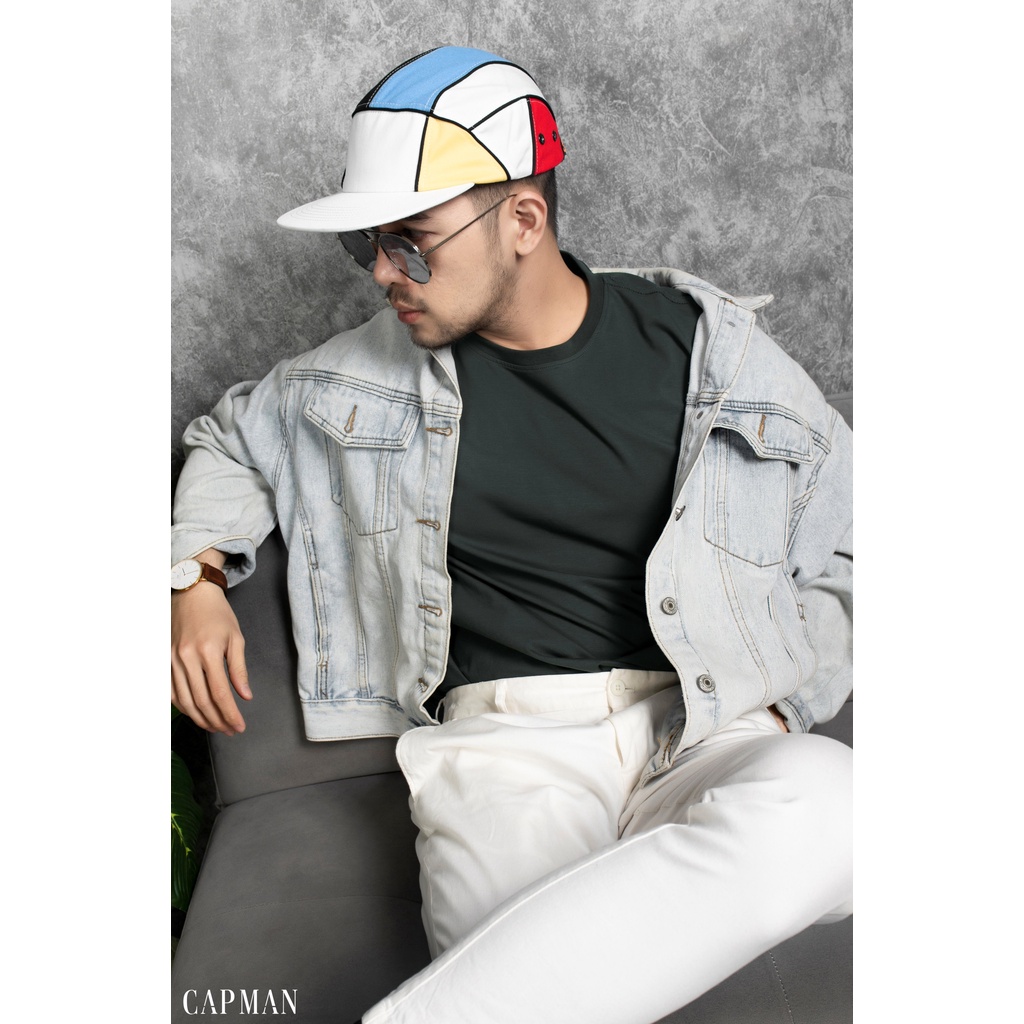 Mũ snapback chính hãng CAPMAN phong cách hiphop phối màu Trắng Xanh CM156