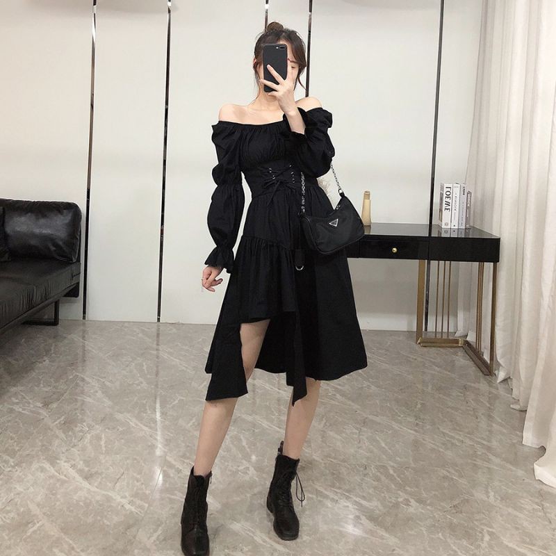 /Sẵn S 2 màu, M trắng/ Váy dạ hội cực ngầu giúp nàng nổi bần bật (đen-trắng)-psyche-ảnh thật ở cuối | BigBuy360 - bigbuy360.vn