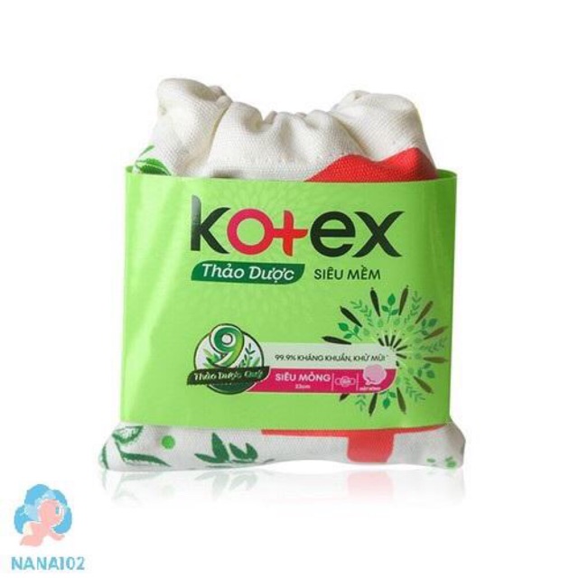 (8 miếng) Băng vệ sinh Kotex thảo dược siêu mêmg cánh