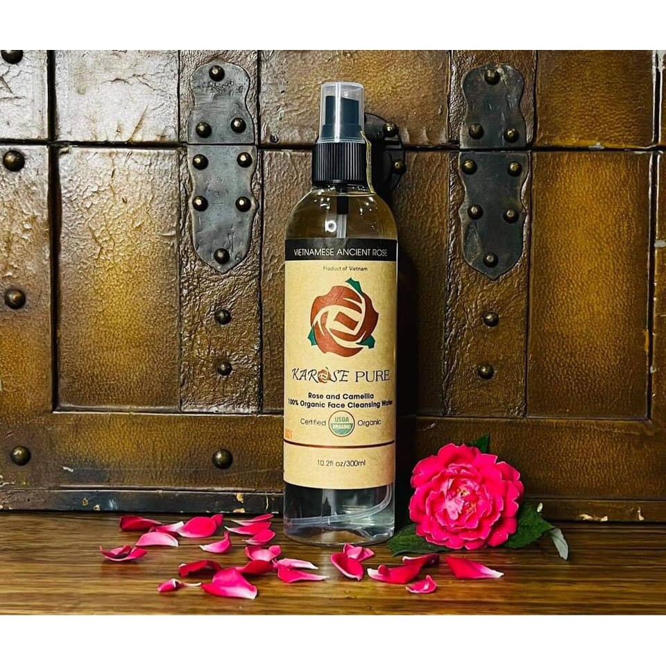 Nước lau mặt hoa hồng hữu cơ Karose Pure, 100% tự nhiên, làm sạch da
