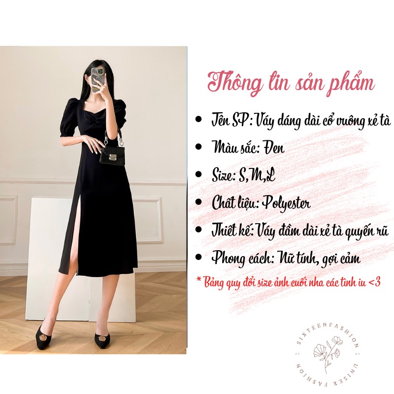 Đầm Nữ, Váy Nữ Dáng Dài Xẻ Tà Cổ Vuông, Đầm Dự Tiệc Tôn Dáng SIXTEEN. | BigBuy360 - bigbuy360.vn