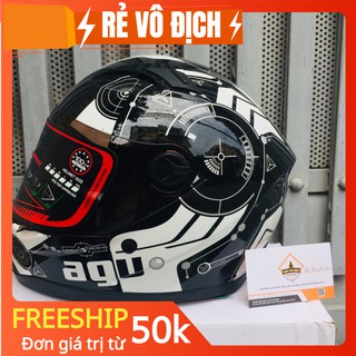 Mũ nón bảo hiểm fullface AGU tem đồng hồ, tem sói Hàng chính hãng