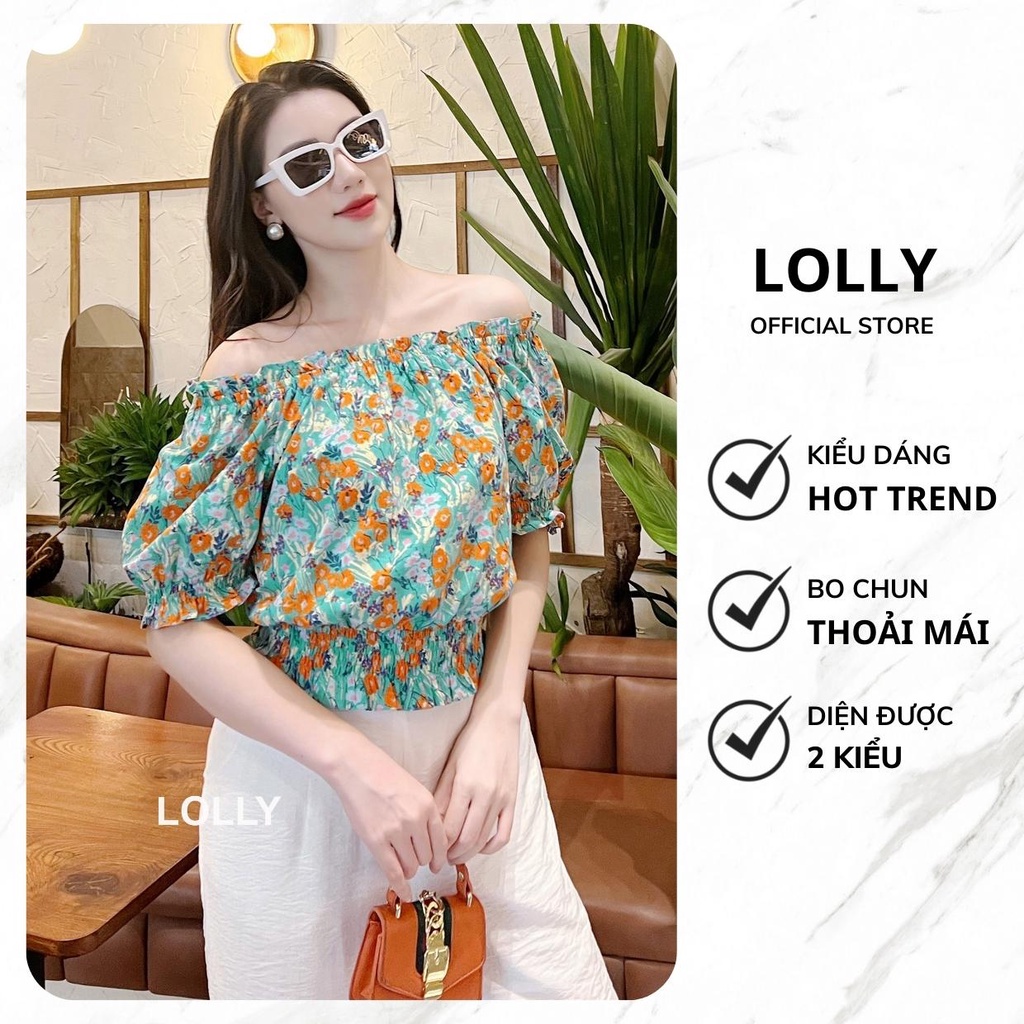 Áo sơ mi thô hoa chun vai bo gấu mặc được 2 kiểu điệu đà, nữ tính phù hợp cho mọi hoàn cảnh dành cho các nàng yêu