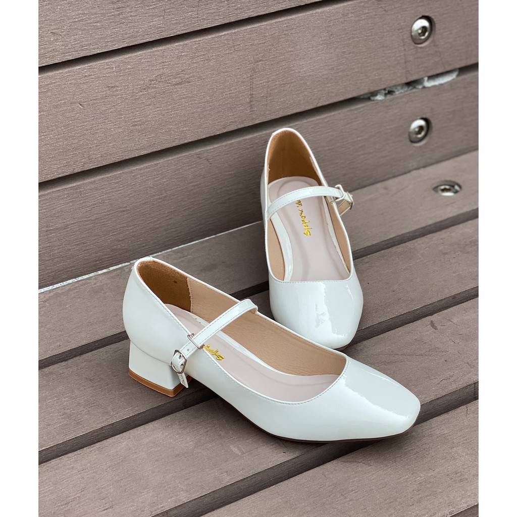 Giày Cao Gót Nữ Mary Jane Mũi Vuông Vintage Cao 3cm - GMR1004