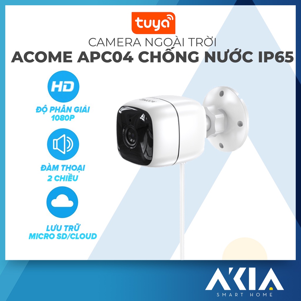 Camera ngoài trời ACOME APC04 - camera wifi độ phân giải full hd 1080p, tương thích tuya smart life bh 12 tháng