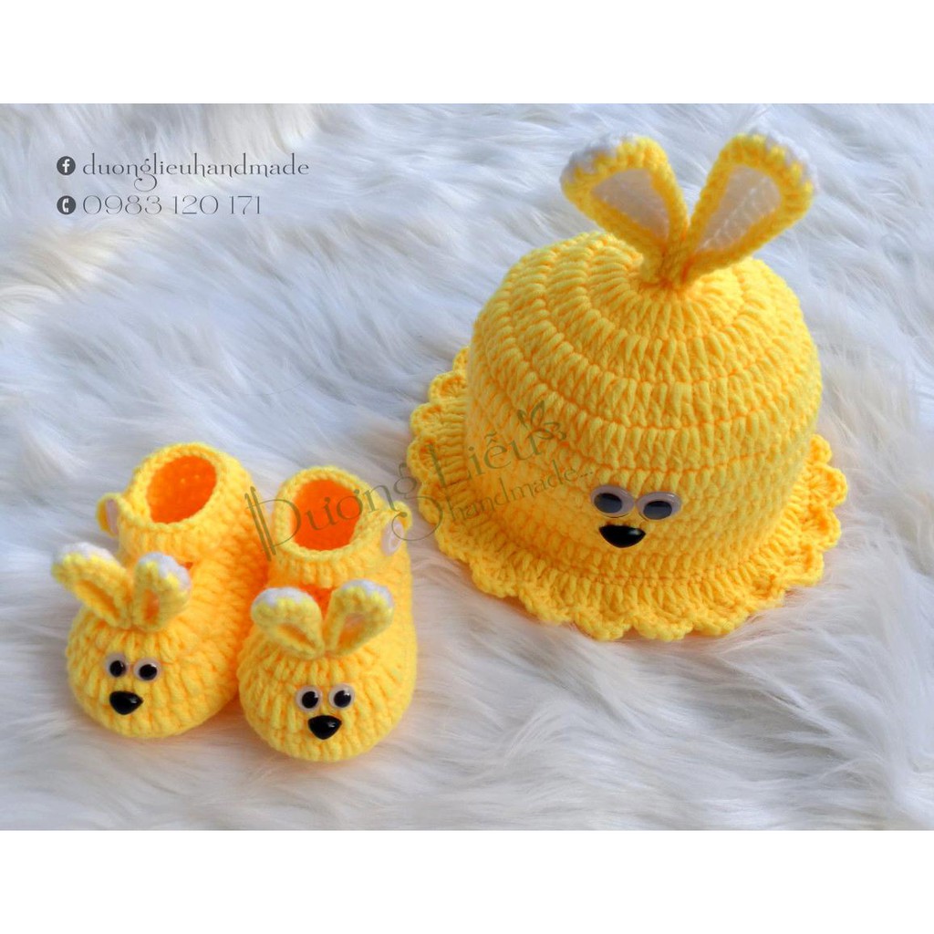 Set nón giày hình tai thỏ đáng yêu cho bé