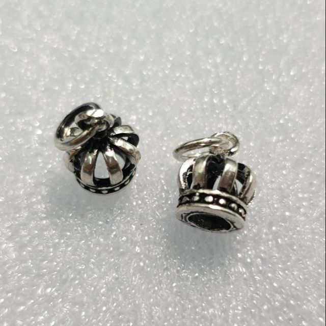 Charm bạc 925 treo vương miện đen 8.5mm