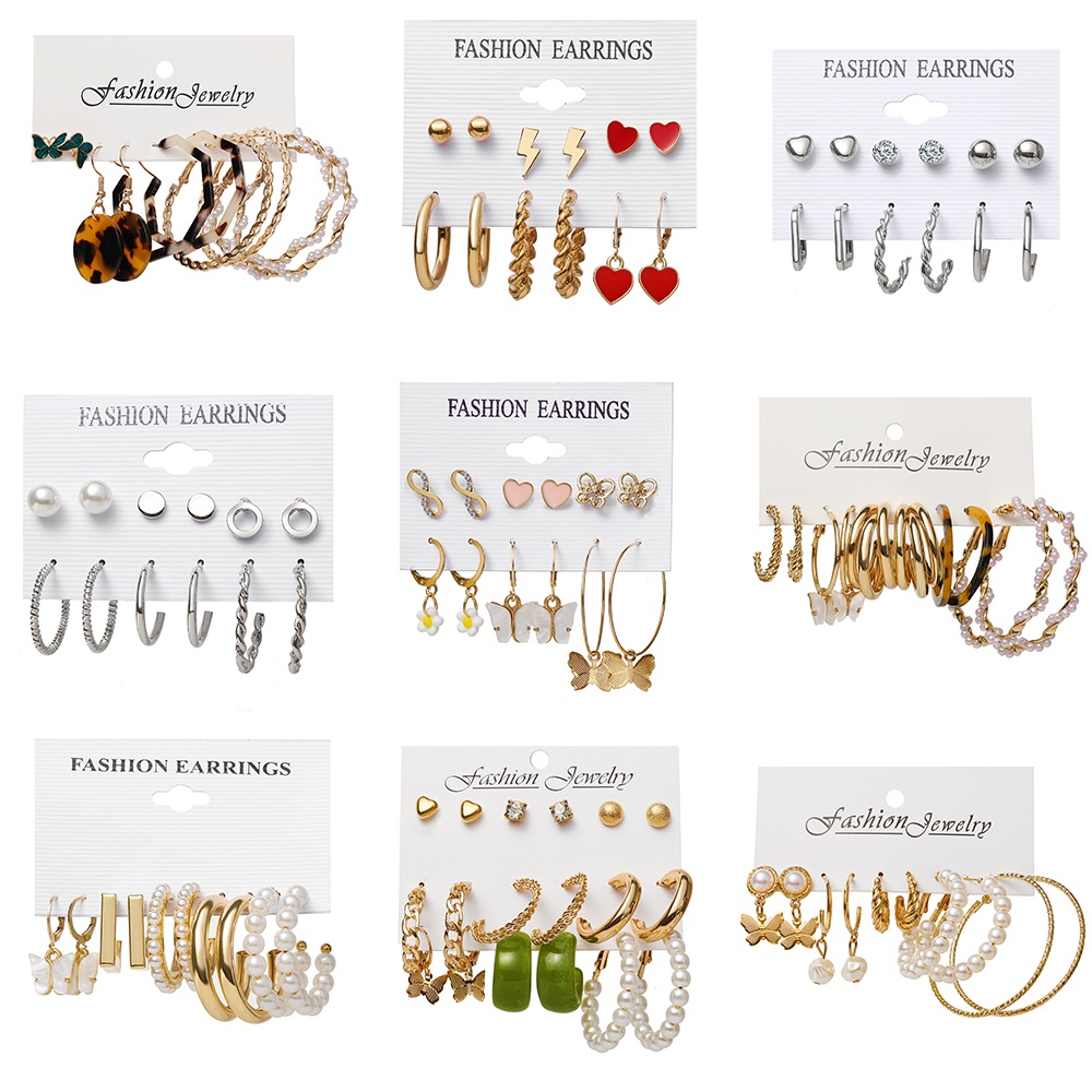 Bông Tai Hình Tròn Đính Ngọc Trai Hình Bướm Thời Trang Cho Nữ