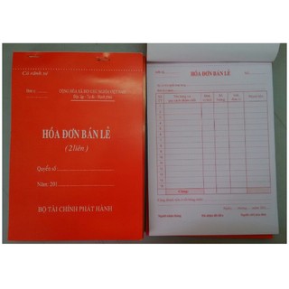 15 quyển Hóa đơn bán lẻ a5 (2 liên) 100 tờ