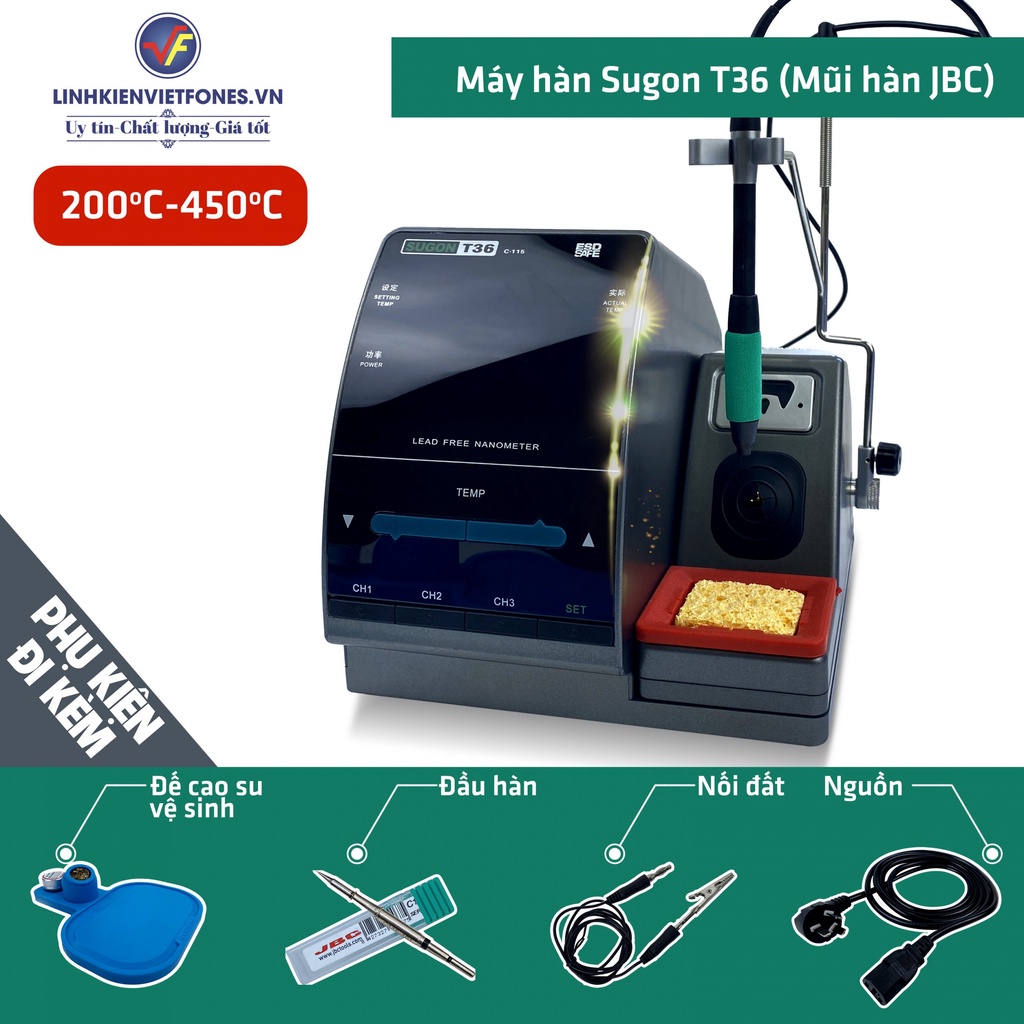 Máy hàn Sugon T36 (Mũi hàn JBC C115, 120W, 200-450 độ)