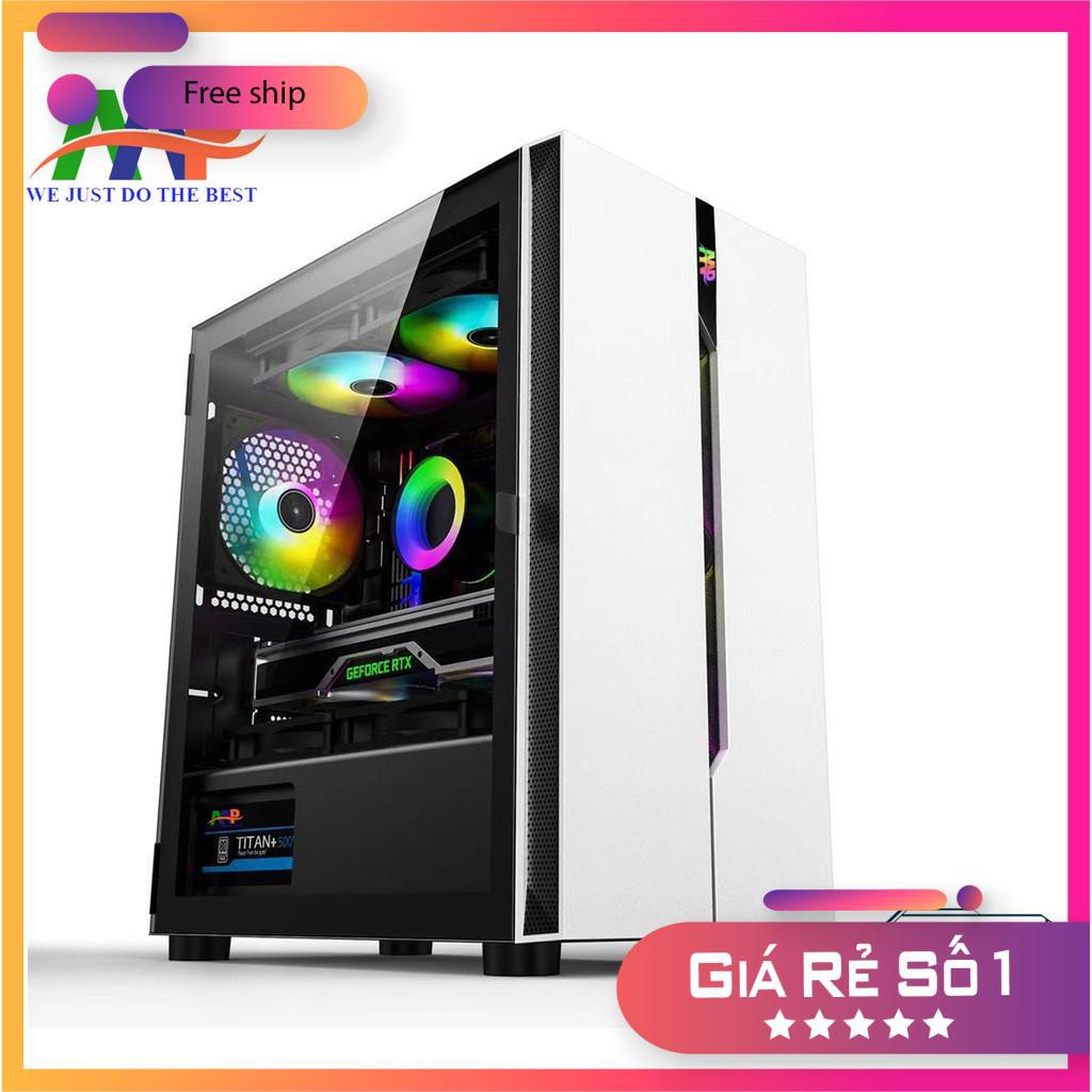 CASE AAP D1 Black/White GAMING Mặt trước dãy Led RGB