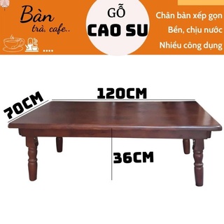 Bàn gỗ xếp gọn chân tiện 120x70x36cm (Nâu)