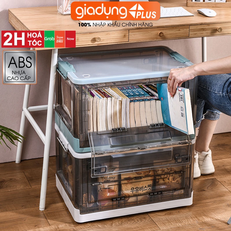 Hộp Đựng Đồ Lớn Bằng Nhựa Trong Suốt, Có Nắp & Bánh Xe Cao Cấp Giúp Đựng Đồ Chơi, Quần Áo, Để Sau Xe Ô tô