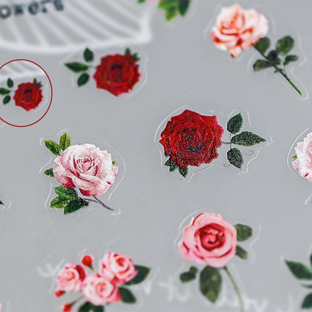 [Hàng mới về] Miếng dán trang trí móng tay hình hoa hồng 5d diy