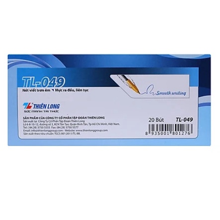 Bút Bi Thiên Long TL-049, Nét 0.8mm  Bút bi có nắp, bút bi ngòi to, bút bi nét to viết trơn