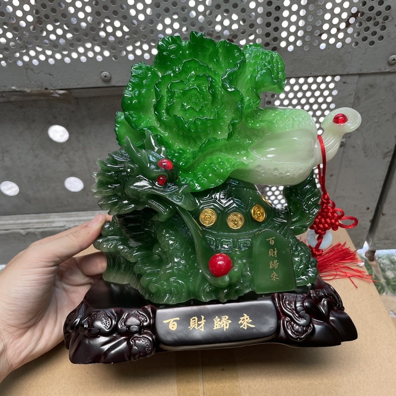 Tượng Long Quy Kéo Bắp Cải Phong Thủy,  Rùa Đầu Rồng, Quà Tặng Tân Gia Khai Trương Sinh Nhật Trang Trí Nhà Cửa