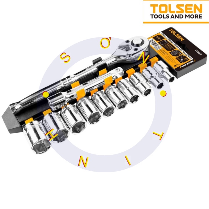 BỘ TUÝP 12 MÓN 1/2 HỆ INCH CÔNG NGHIỆP TOLSEN 15392