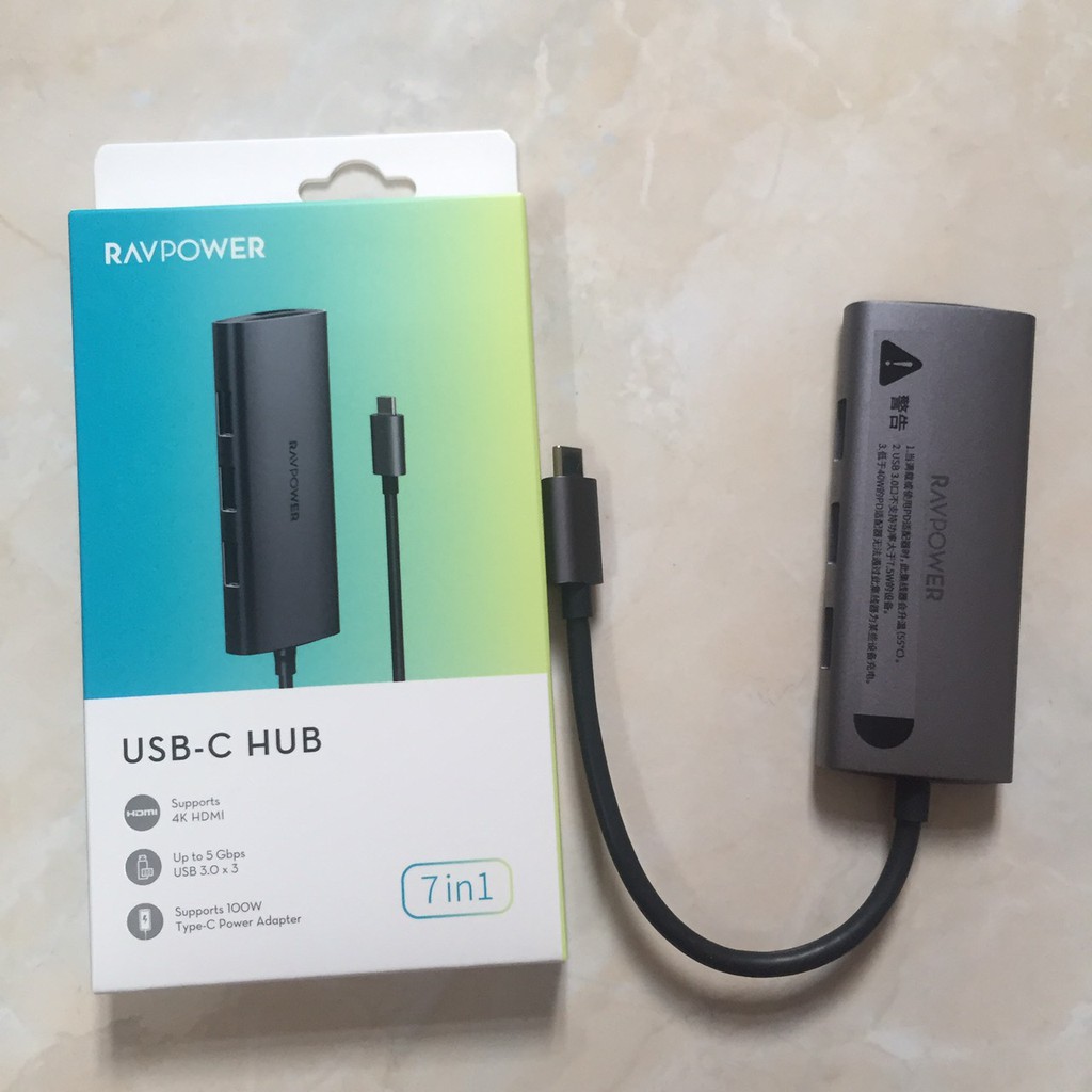 Cổng Chuyển Hub 7 in 1 RAVPower cho MB, PC &amp; Devices, (RP-CUCN001)