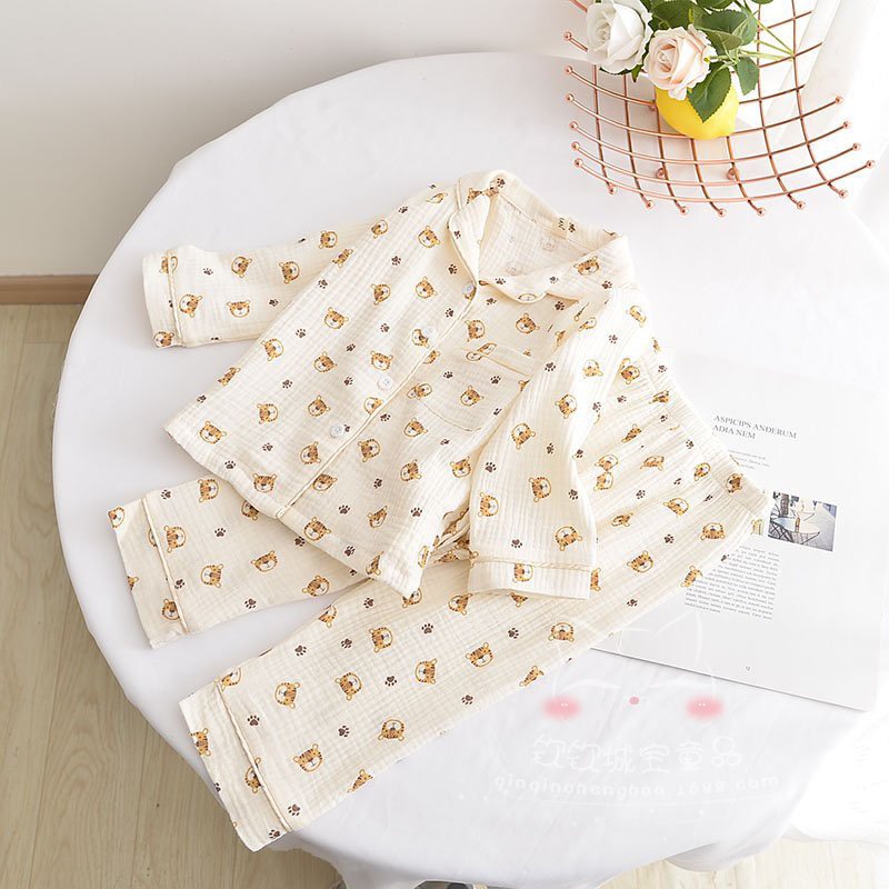 Pijama thô đũi cho bé trai bé gái gấu và hổ nhí XHN1039