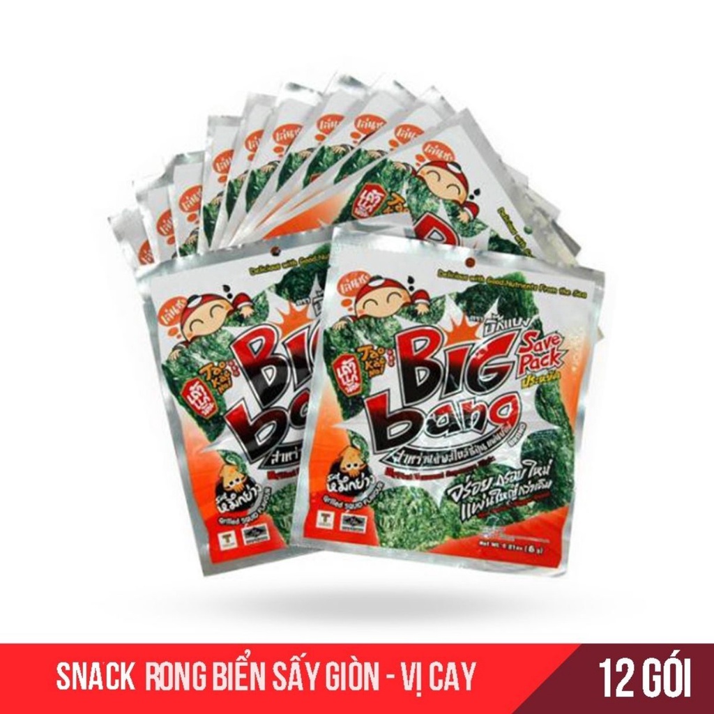 Snack Rong Biển Sấy Khô Bigbang Tẩm Vị Ăn Liền Ngon Giòn Giàu Dinh Dưỡng Gói 6g Thương Hiệu Hàng Đầu Thái Lan Kotic_shop