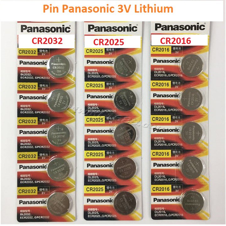 Vỉ 5 Viên Pin Panasonic CR2032 / CR2025 / CR2016 / CR1632 / CR1220 / CR1620 / CR1616 / CR2430 /CR2450 Made in Indonesia