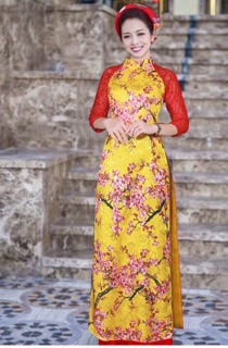 Áo dài phối tay ren