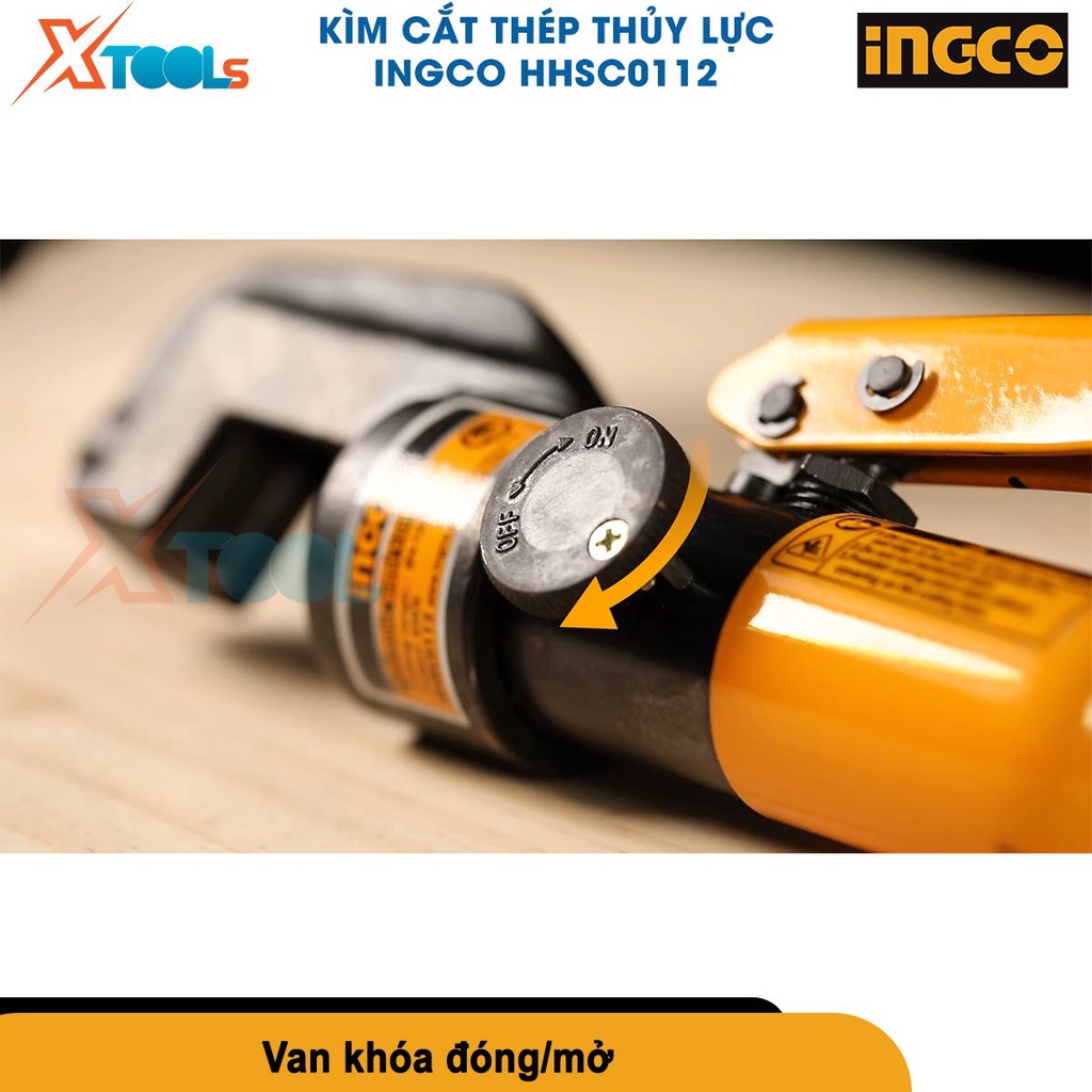 Kìm cắt uốn thép thủy lực INGCO HHSC0122 phạm vi cắt 4-22mm, lực cắt 100KN, chiều dài 340mm [chính hãng][xtools]