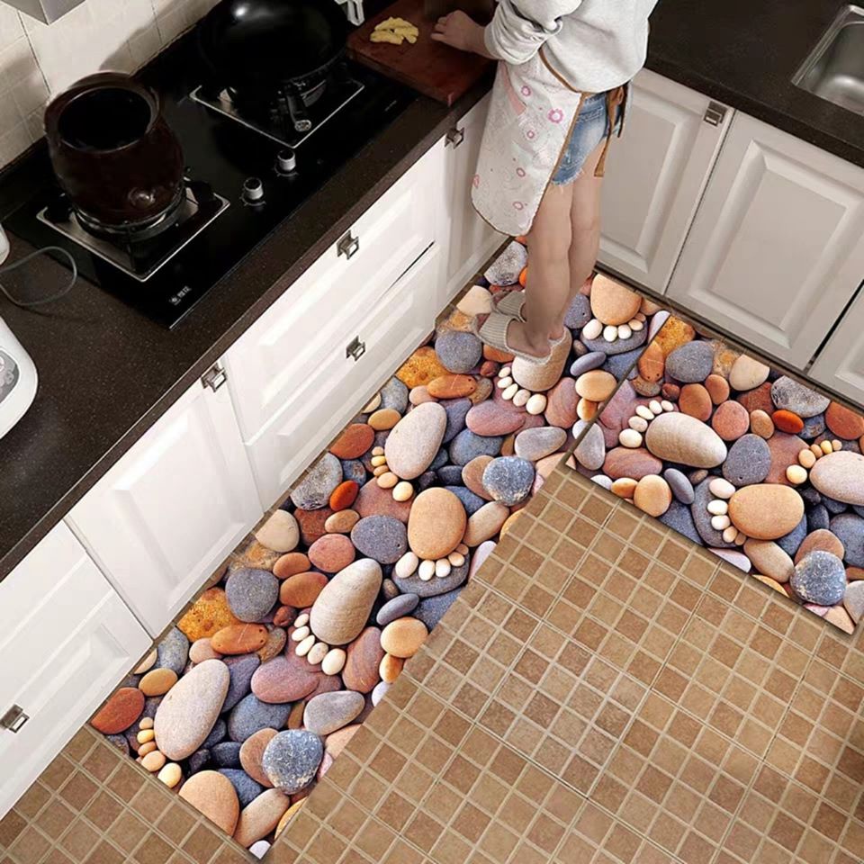 [Siêu phẩm nhà bếp] Bộ đôi thảm bếp 3D cao cấp chống trượt