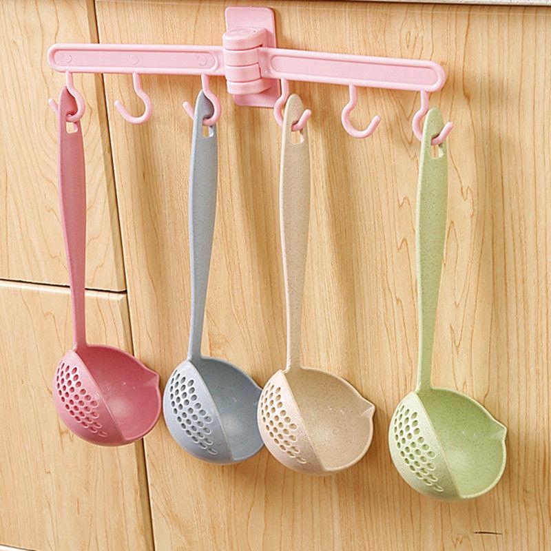 Muỗng múc canh kiêm vá vớt cán dài bằng nhựa 2 trong 1 tiện dụng cho nhà bếp