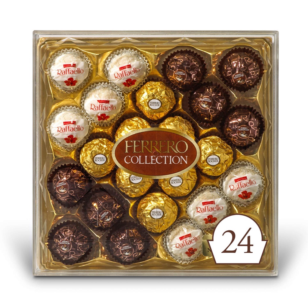 HỘP 24 VIÊN SOCOLA Ý - 3 VỊ SỮA, DỪA, HẠNH NHÂN Ferrero Rocher Collection, 259g