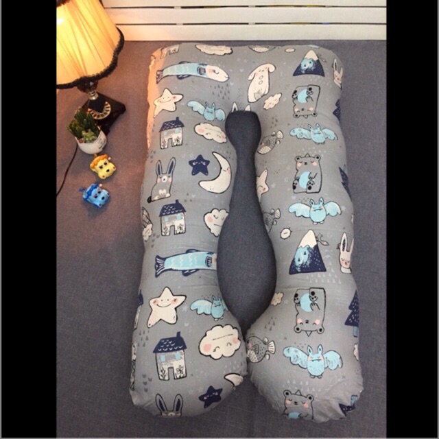 Gối ôm bà bầu hình chữ u, có vải cotton và nỉ nhung