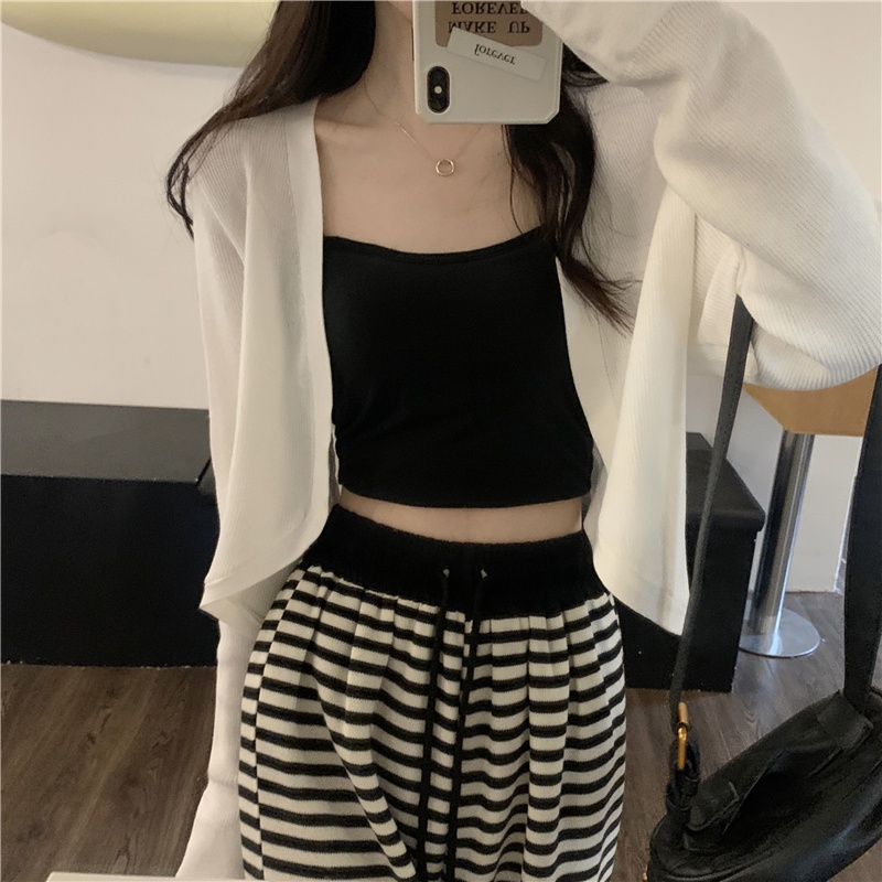 Áo cardigan SUXI dệt kim tay dài màu trơn chống nắng thời trang mùa hè cho nữ