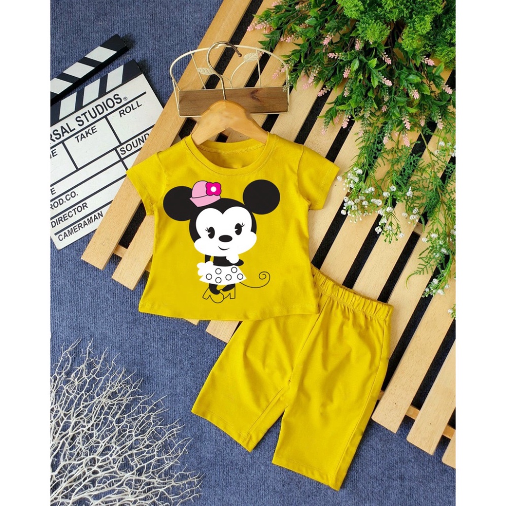 ( Khuyến mãi ) Combo 6 Bộ đồ hình mecki đội nón nơ xinh đẹp cho bé gái cho bé từ 6-28kg.BDBG48. .
